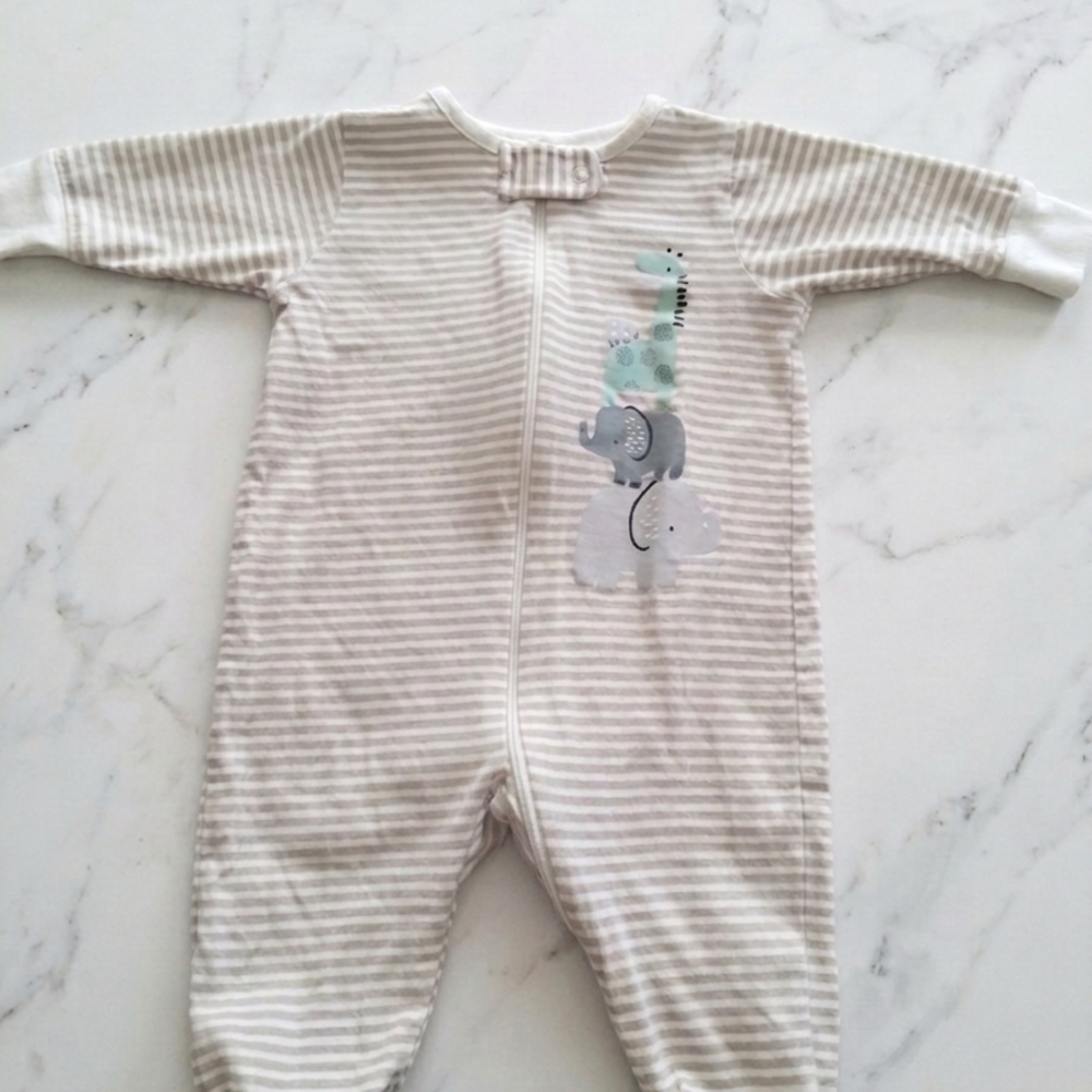 Gerber Gray and White Striped Baby Footie